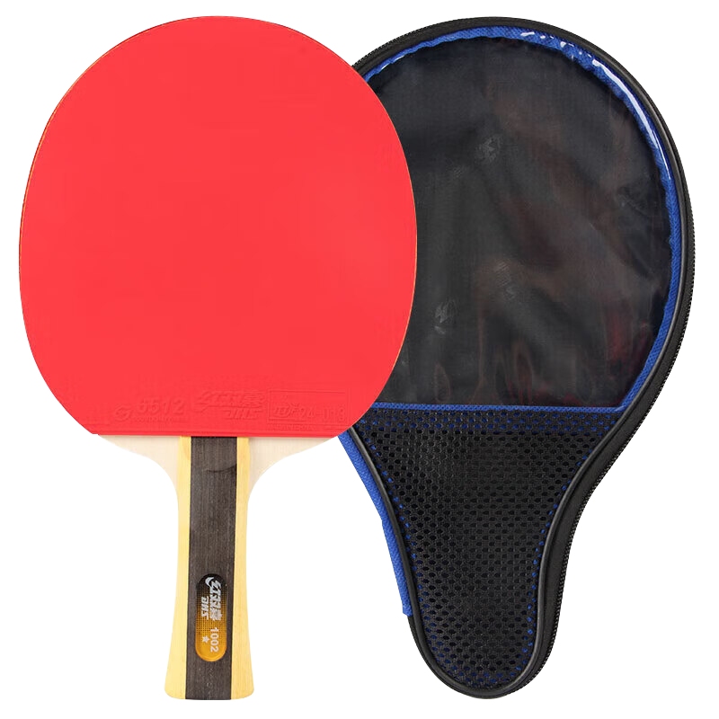 DHS Red Double Happiness 1-Star Horizontal Handle Double-Sided Sponge Table Tennis Paddle H1002