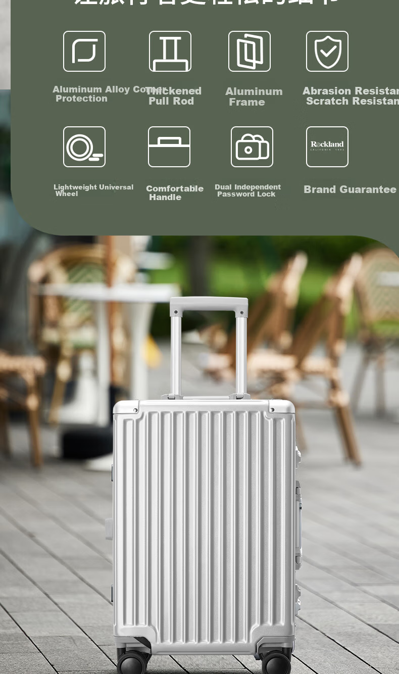 ROCKLAND Luggage Suitcase with Spinner Wheels for Men And Women, Aluminum Frame Trolley Case with Large Capacity And Carry-On Lockable Wheels 2