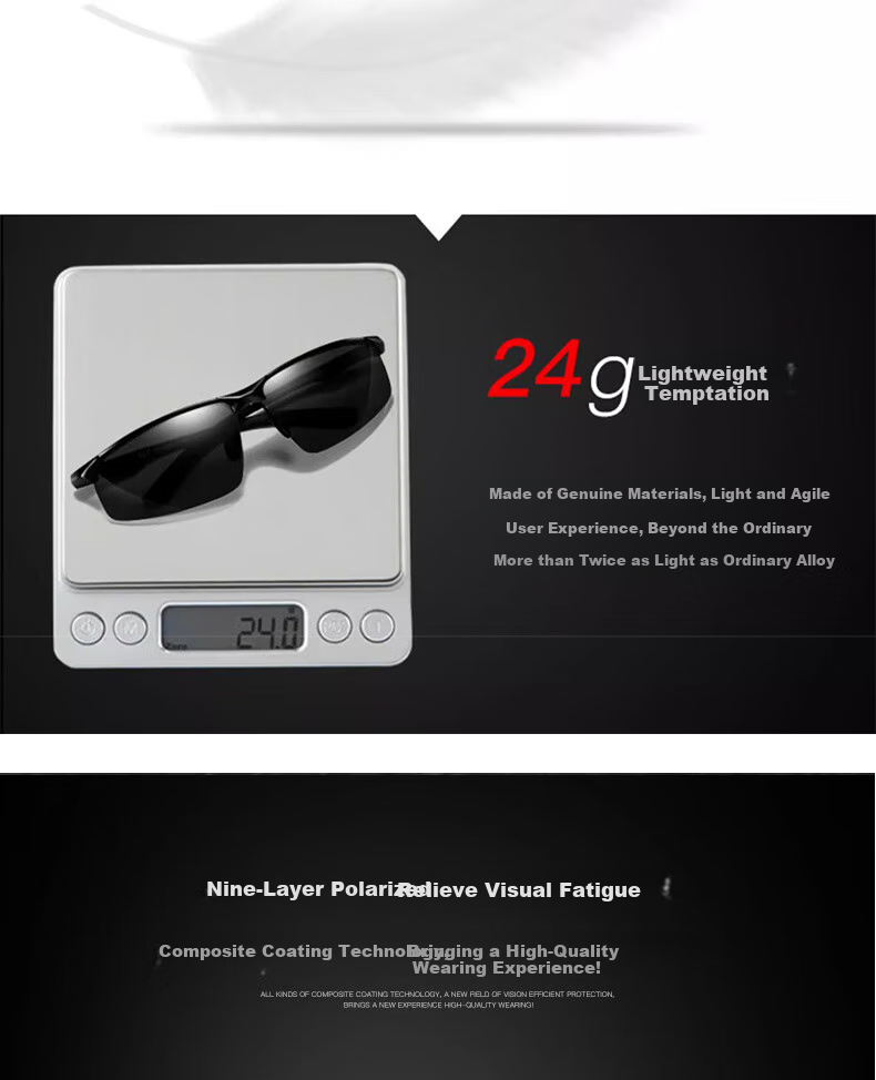 Boshide Driving Glasses, Fishing Goggles, Polarized Sunglasses, Men's Outdoor Cycling Driving Glasses, Black Frame 10