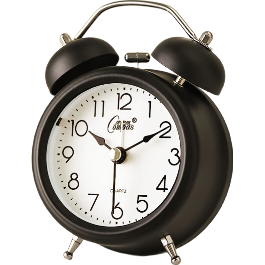 Compas Children's Day Gift Mini Luminous Alarm Clock, Bedroom Bedside Clock, Family Student Children Bell Ringing Loud Volume Wake-Up Device, Back-To Essential, Black Back-To Seaso