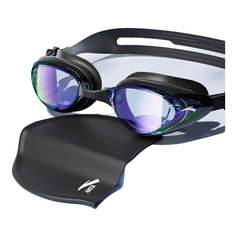 ANTA Swimming Goggles with Prescription Lenses, Waterproof And Anti-Fog, High-Definition Professional Men's And Women's Swimming Glasses And Swim Cap Set