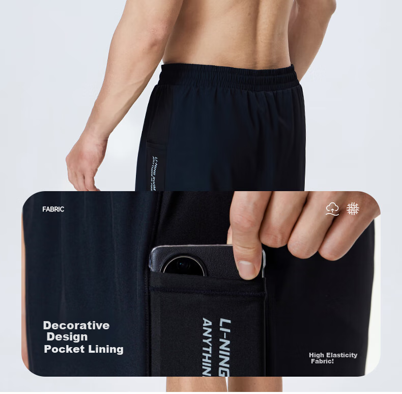 Li-Ning Swimming Trunks for Men, Anti-Embarrassment Loose-Fitting Knee-Length Beach Swim Shorts, Double-Layer Hot Spring Resort Swimwear 0261 Black 2XL 10