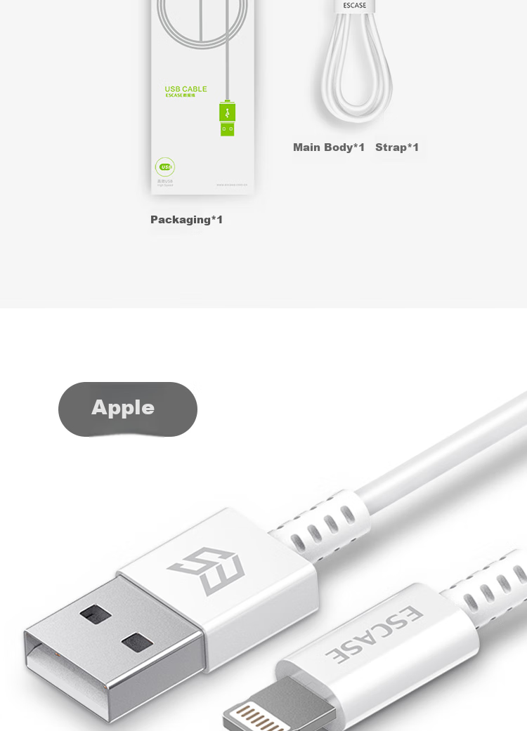 ESCASE Type-C Data Cable Charger Cord Suitable for Honor 300, Huawei Mate 70 Pro, Samsung, Xiaomi 15 Phones, OPPO Android Phones, Tablets, Car Use, 1 Meter C13 White 8