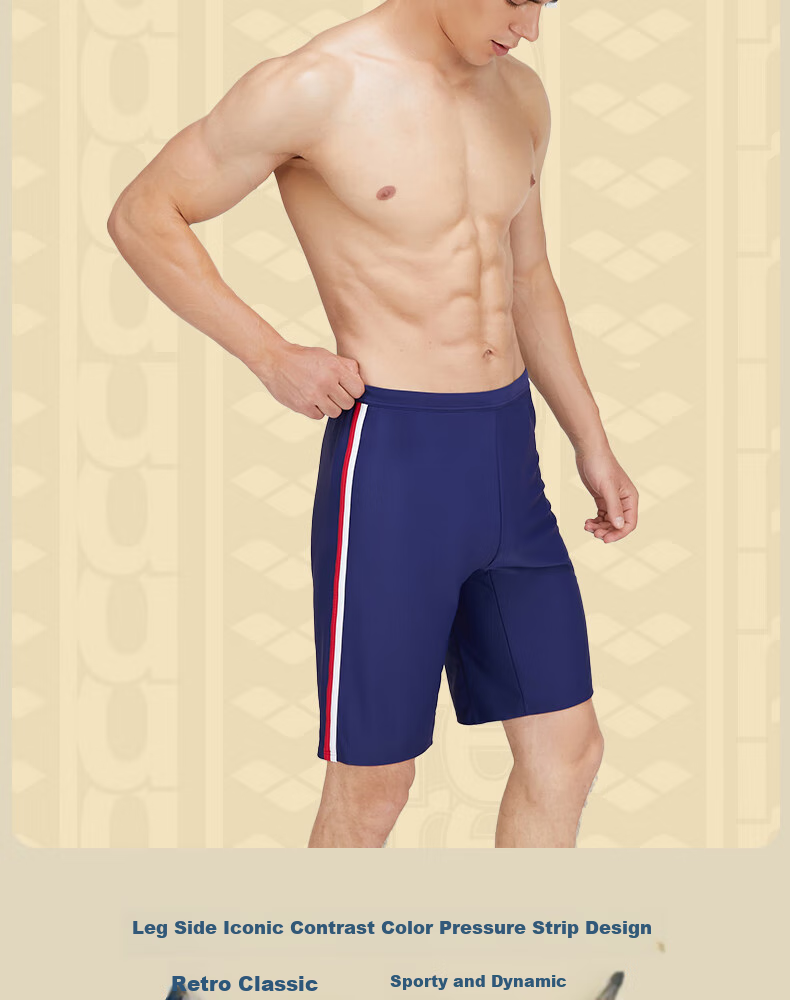 Arena Men's Knee-Length Swim Shorts, Five-Point Printed Loose High-Elastic Comfortable Swimming Gear Anti-Embarrassment Hot Spring 5011 Black M 3