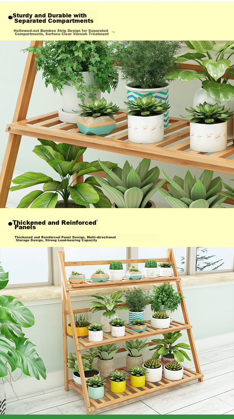 Yijia Flower Stand, Balcony Plant Rack, Multi-Layer Indoor Foldable Flower Stand, Home Simple Storage Rack, 3 Tiers 80 1