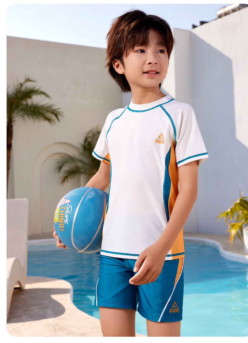 PEAK Kids Two-Piece Swimwear Boys Youth Thermal Swimwear Deep Blue 120 9