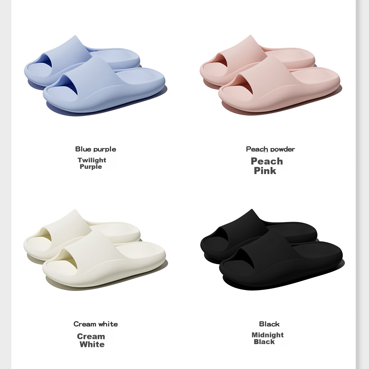 TZLDN Women's Slippers, Summer Indoor Non-Slip Home Bathroom Squishy EVA Sandals for Outdoor Wear, Midnight Black, Size 44-45 7
