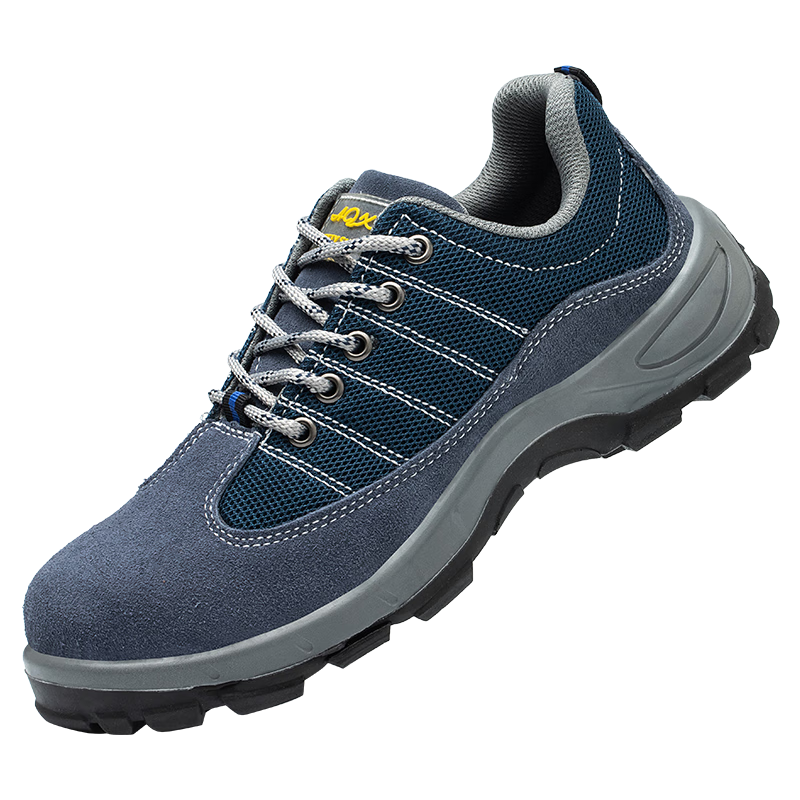 FUCHENG Safety Shoes for Men, Breathable Steel Toe Cap, Anti-Smashing, Anti-Puncture, Wear-Resistant Solid Sole, Work Protection Safety Shoes, Blue, Size 40