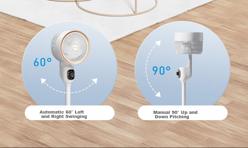 CHIGO Air Circulation Fan, Electric Fan for Home Use, Floor Fan, Energy-Saving, Quiet Operation, High Air Volume, Detachable And Washable, Automatic Oscillation, Dual-Use for Table And Floor, Upgraded Heightened Desig 7