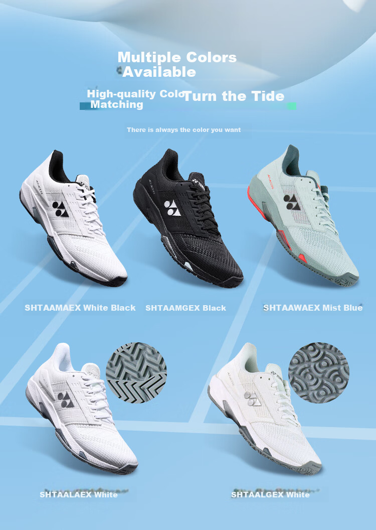 YONEX Tennis Shoes, Breathable, Shock-Absorbing, Non-Slip, Wear-Resistant, SHTAAMAEX White/black, Size 40 6