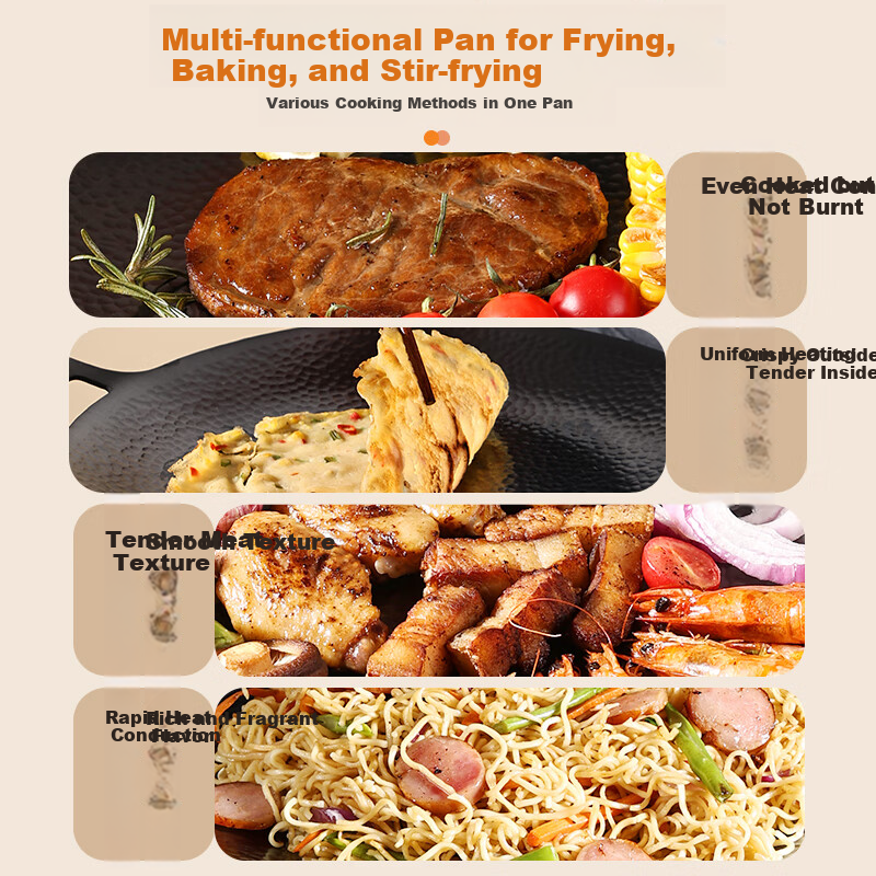 Zhangsanfeng Barbecue Grill Pan, Non-Stick Flat Bottom Frying Pan, Uncoated Steak Griddle, Teppanyaki Plate, Portable Stove, Outdoor Use, 32cm