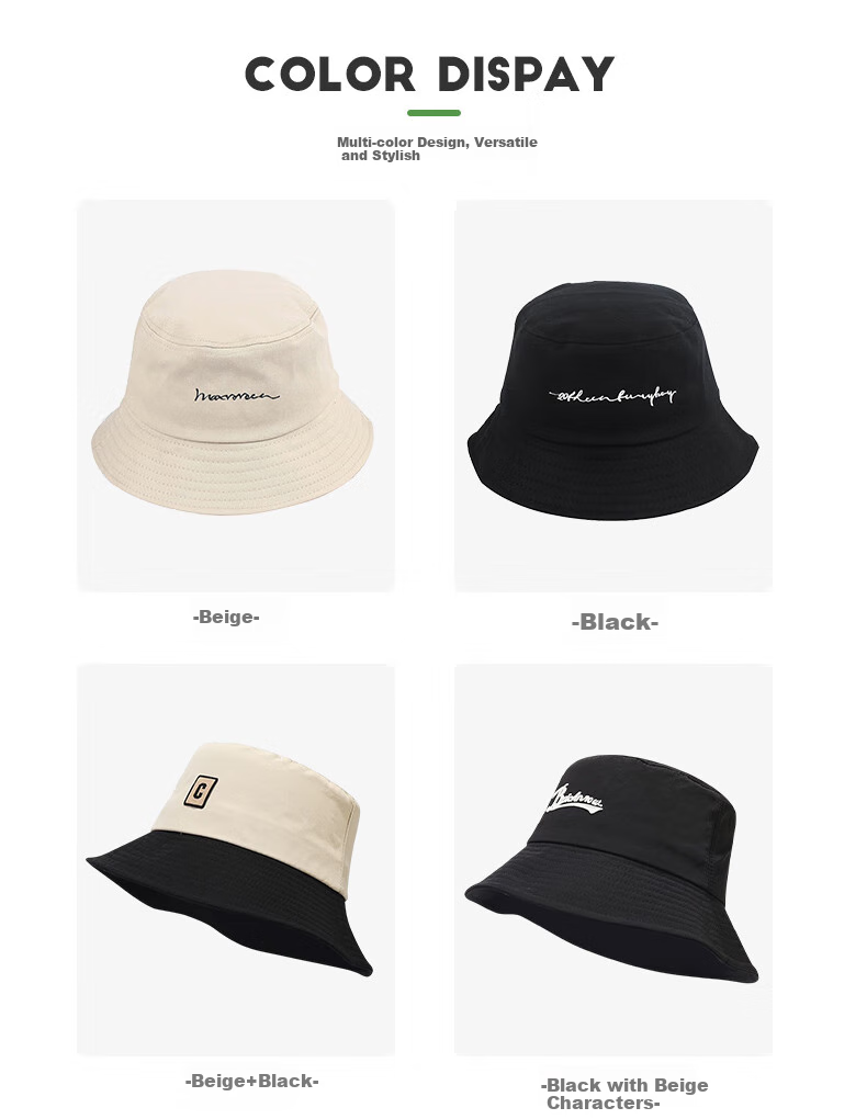 GLO-STORY Fisherman Hat for Men And Women, Vintage Sticker Korean Style Versatile Sun Hat Trendy Street Hip-Hop Couple Bucket Hat, Black 3