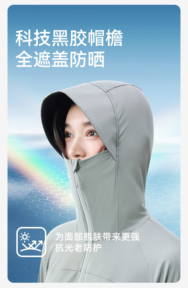 JD Jingzao Women's Slim Fit Waist Cooling UV Protection Sun Jacket Gray XS 4