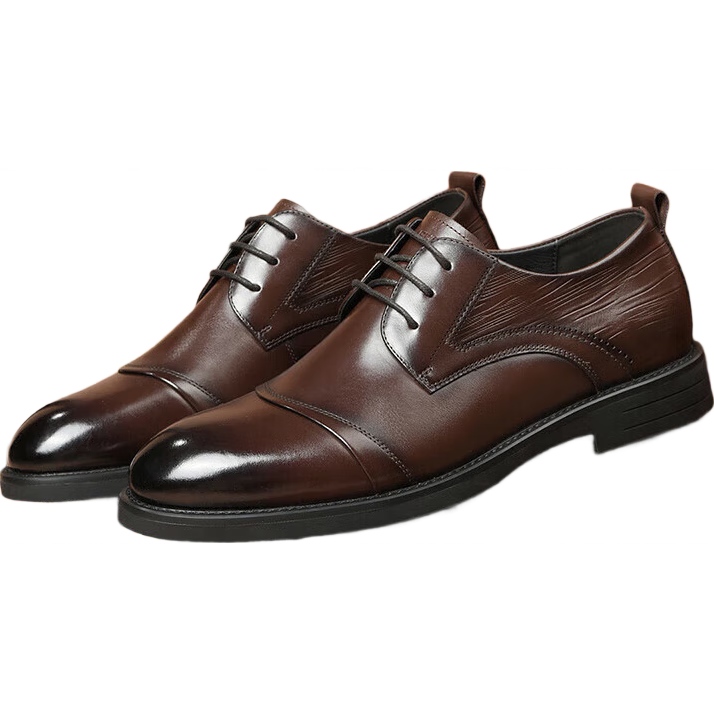 HLA Business Casual Leather Shoes for Men, Breathable Cowhide Formal Derby Shoes HAAPXM1EBA068 Brown Size 41