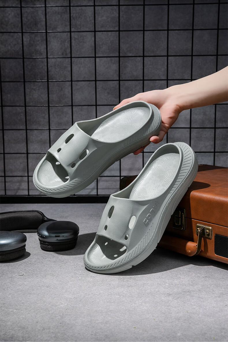 Coqui Unisex Summer Home Slippers Thick Sole Soft Elastic Cool Slippers Indoor Bathroom Slippers Deep Space Black 43CQ2520 10