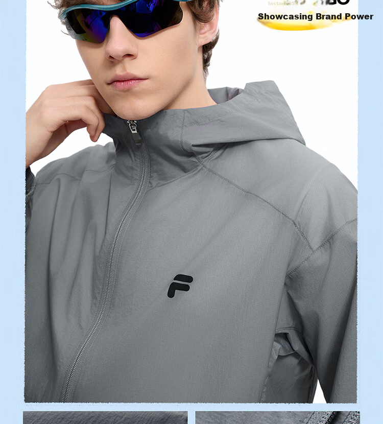 FILAFUSION FILA Trendy Woven Jacket for Men, Summer Fashion Casual Sun Protection Hooded Top 9