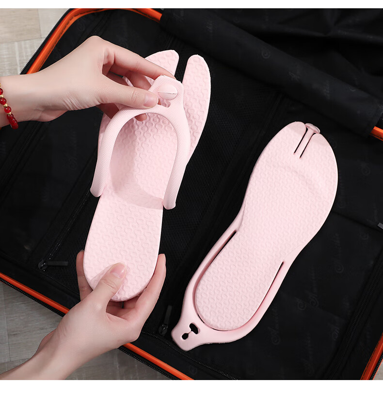 GUOLUOFEI Foldable Travel Slippers, Lightweight Non-Slip Portable Beach Sandals for Business Trips And Hotel Bathing, Men's Black Size 45-46 2