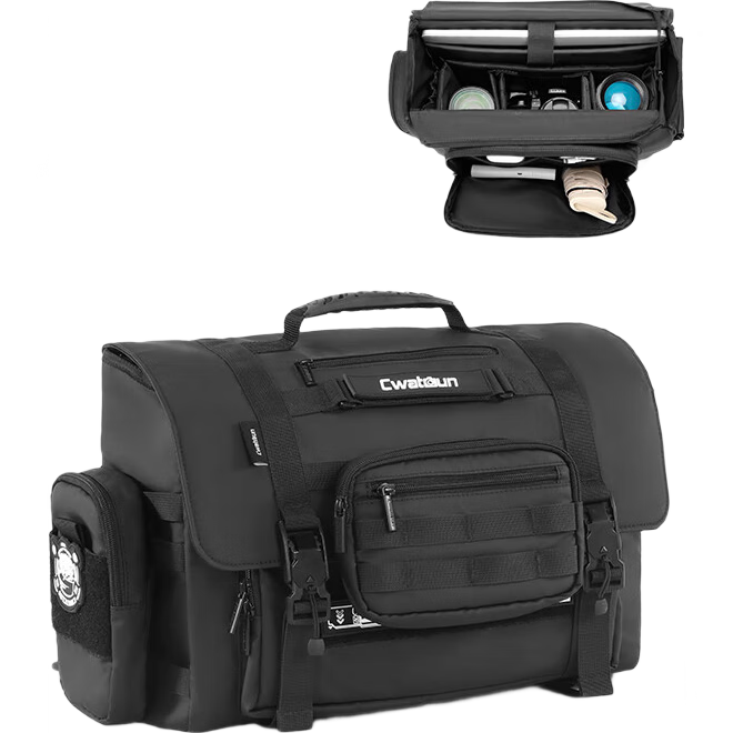 CWATCUN Shoulder Camera Bag, Functional Backpack for DSLR And Lenses, Photography Bag with Three-Point Straps, Stylish Waterproof Scratch-Resistant Fabric for Me