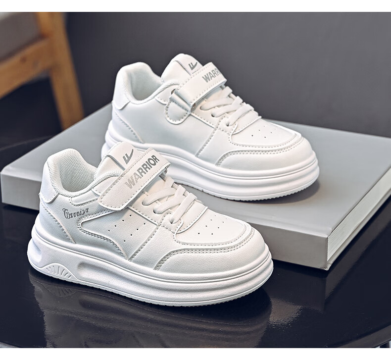 Warrior Boys' Shoes Spring And Autumn Style, Girls' Sneakers, White Shoes, Soft-Soled Casual Skate Shoes WZ(CL)-1267 White Size 36 3