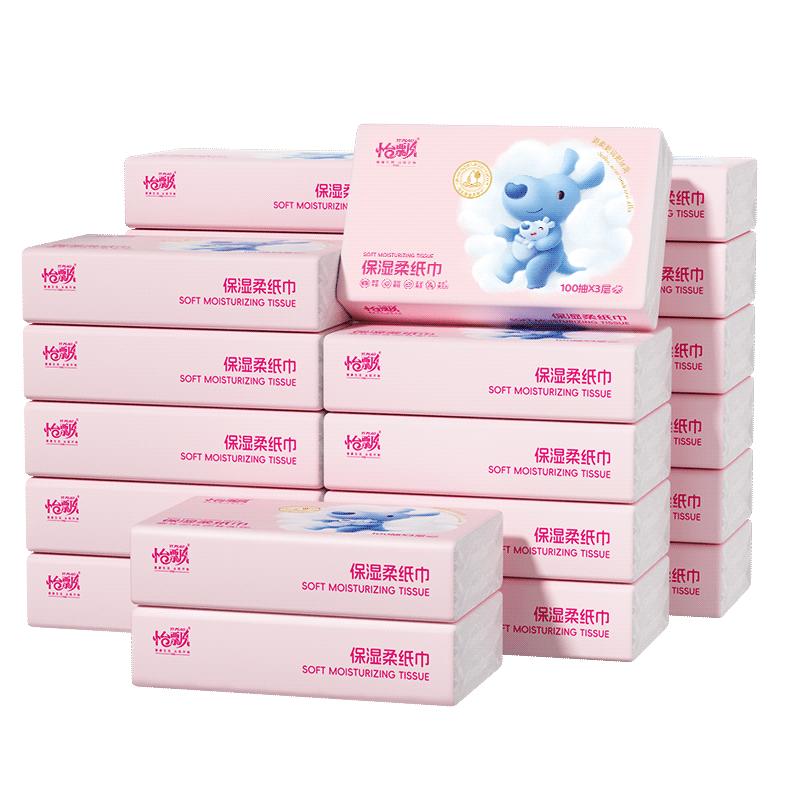 Yipiao Moisturizing Cream Facial Tissue 3-Ply 100 Sheets * 24 Packs Suitable for Children