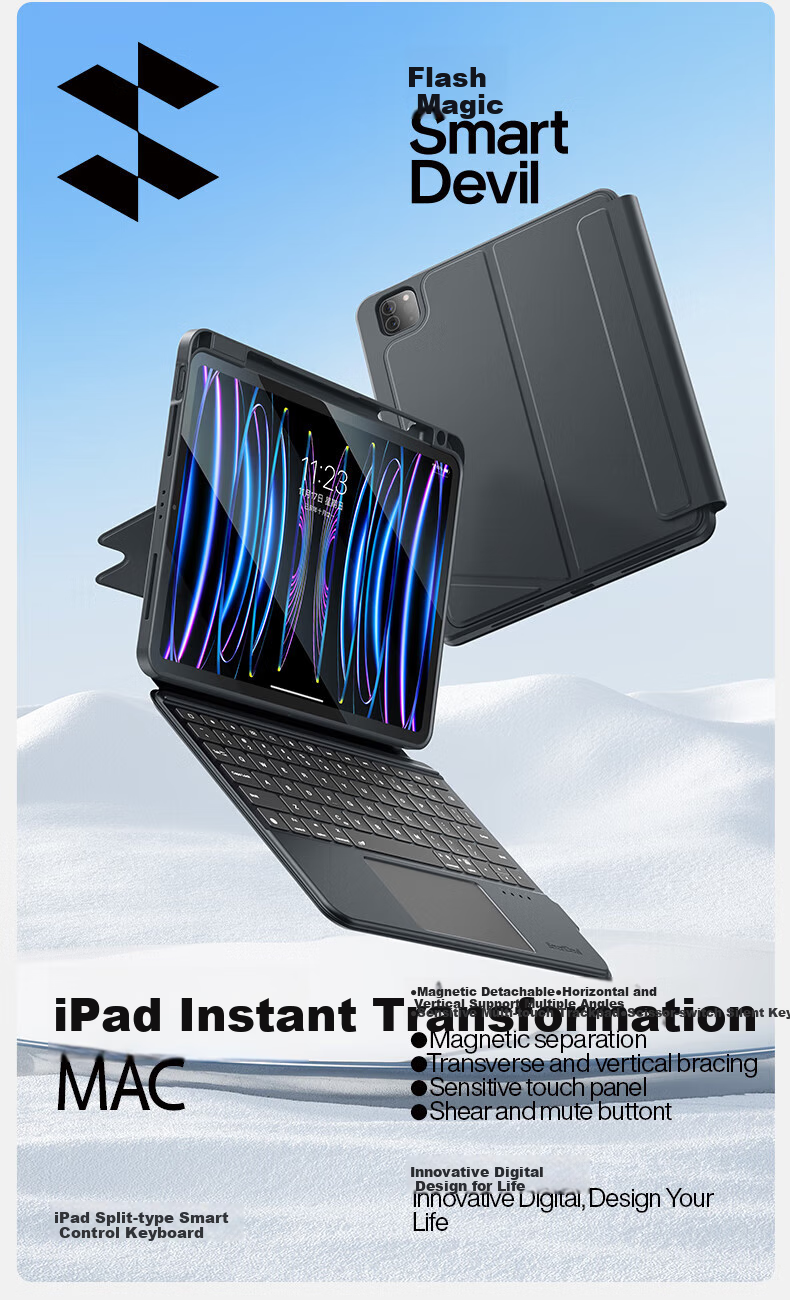 Shanmo IPad Magic Keyboard Case Compatible with Apple Tablets 2025/2022 IPad11 Magic Keyboard Protective Cover 11/10.9 Inch Universal Keyboard Case with Magnetic Detachable Desig 3