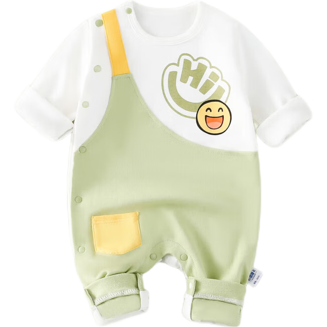 DUOXILUK Baby Spring Romper, Newborn Clothes, Boys And Girls All-Season Long-Sleeve Bodysuit, Smiley Face Hi, 80cm
