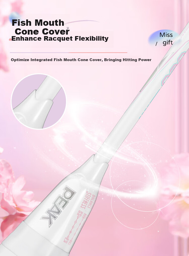 PEAK Badminton Racket, Full Carbon Fiber Single Racket, High Tension 5U Professional Competition Racket, Ultra-Light And Durable Carbon Fiber Racket 8