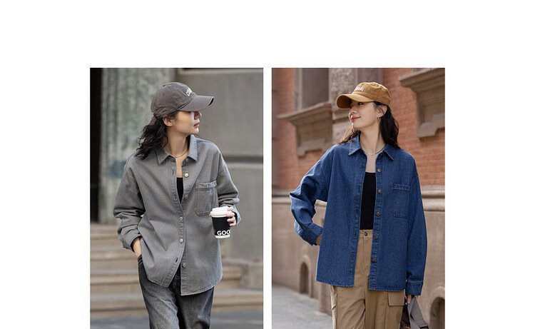 Dme [Retro Moisture-Wicking] Spring Cloud-Feel Cotton Vintage Washed Lapel Relaxed Loose-Fitting Concealing Women's Denim Jacket 3