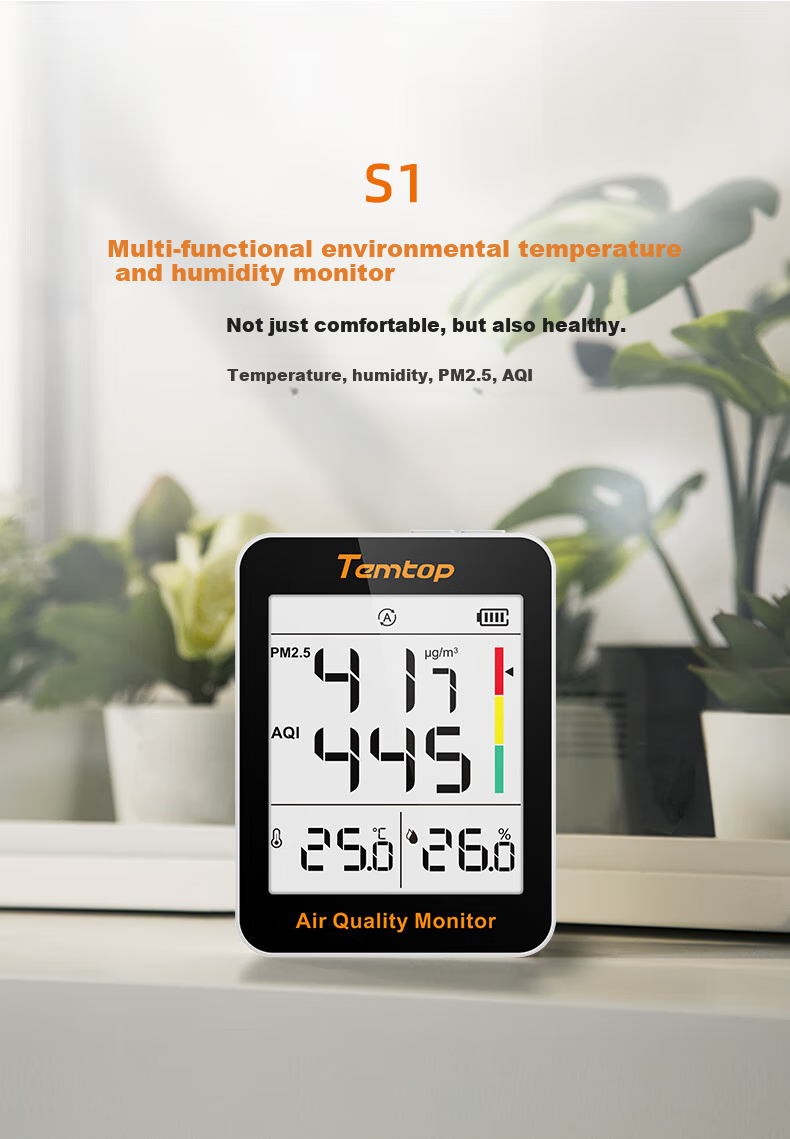Elitech S1-UP Temperature And Humidity Meter M2.5 Detector for Home Indoor Use, Baby Room, High Precision Temtop 2