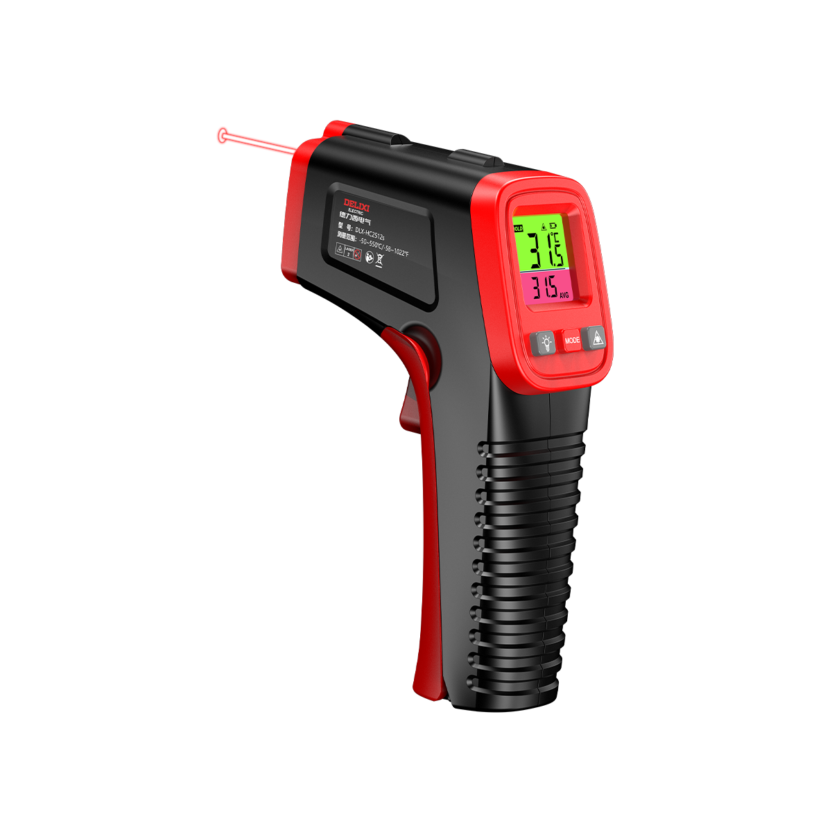 DELIXI ELECTRIC Infrared Thermometer Industrial Temperature Gun High-Precision Oil Temperature Gun Kitchen Baking Water Temperature Meter Tri-Color Screen
