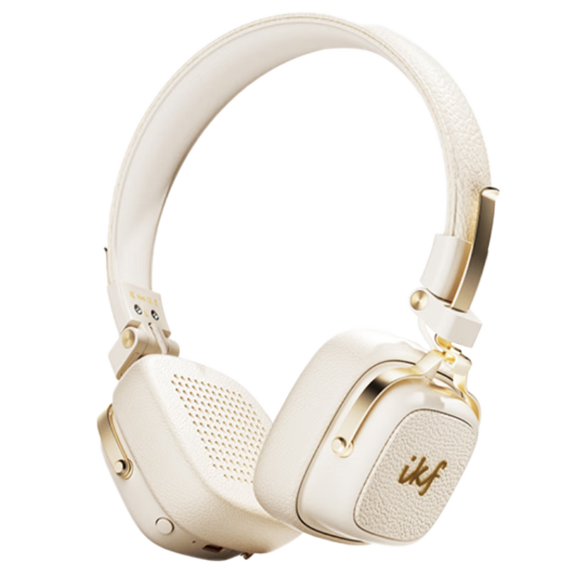 IKF E2 Retro Over-Ear Headphones, Wireless Bluetooth, 2026 New Model, Dolby Spatial Sound, Call Noise Reduction, HiFi Sound Quality, Ear Microphone, Gaming Low Latency Bluetooth 6.0, Cloud Rock White