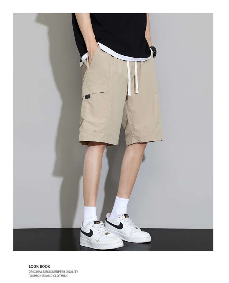 JEEP SPIRIT Men's Shorts, Summer Ice Silk Quick-Dry Sports Pants, Casual Cargo Shorts, Thin Mid-Length Shorts for Outdoor Wear 12