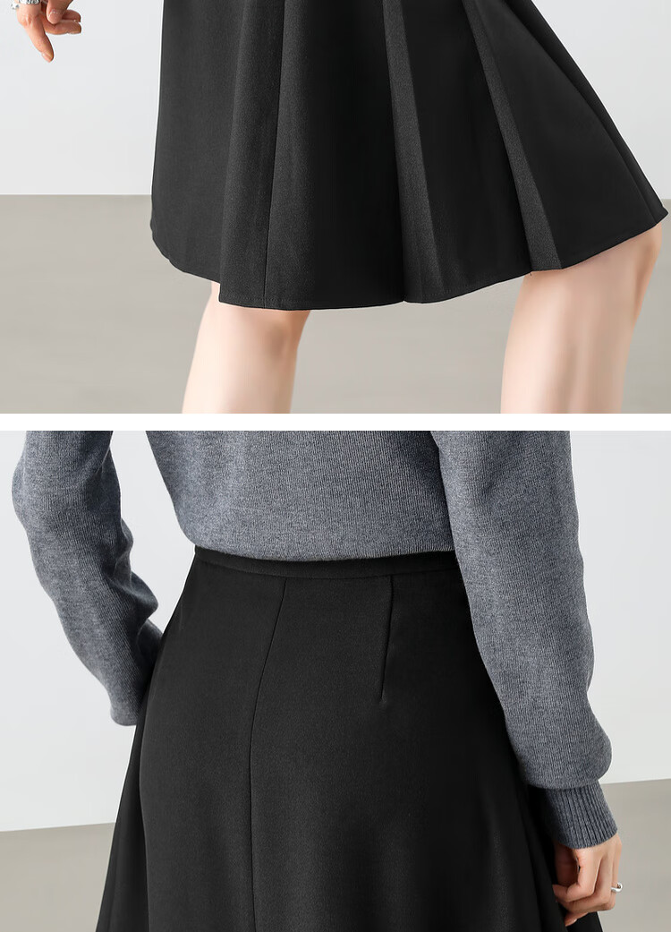 Sentubila Office Commute A-Line Skirt for Women, Spring And Autumn Women's Clothing, Gray Pleated Skirt, Petite Versatile Slimming Short Skirt 12
