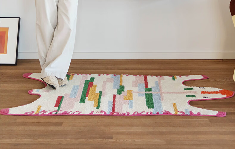 Saibosi Art-Grade Memphis Rainbow Zebra Children's Carpet for Girls' Bedroom Bedside Rug, 80x155cm 8