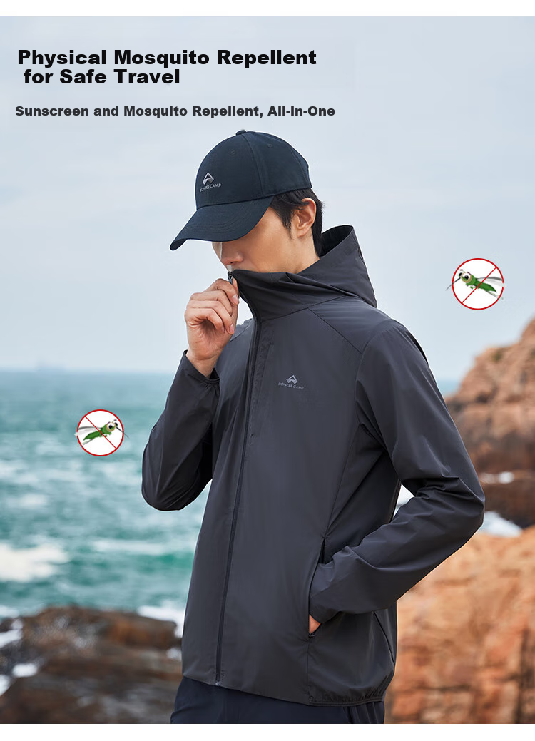 Pioneer Camp Ice Vein Sun Protection Jacket for Men, Summer Outdoor Cool-Feeling Breathable Hooded Long-Sleeve UV-Resistant Fishing Sports Sun Protection Thin Coat 6