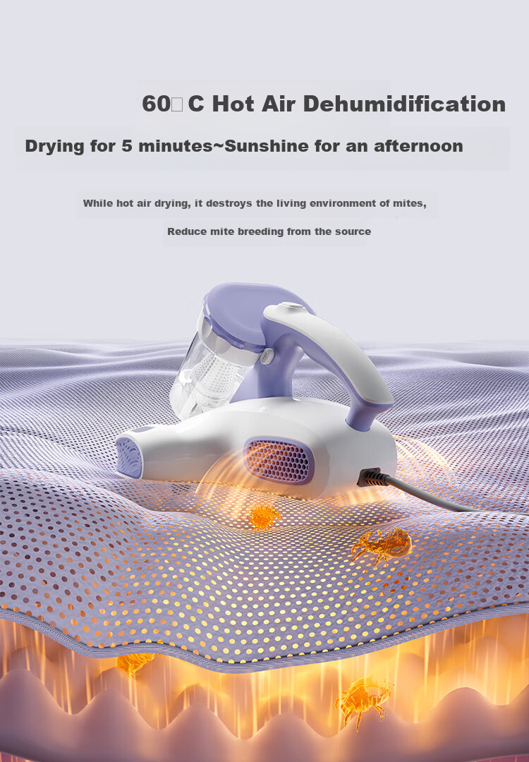 JD Original Xiaohai Pao Lite Mite Remover And Vacuum Cleaner Combo, Dual Cup Dust And Mite Separation, Smart Display Screen, Home Use Bed Mite Removal, UV Sterilization, 60°C Hot Air 15