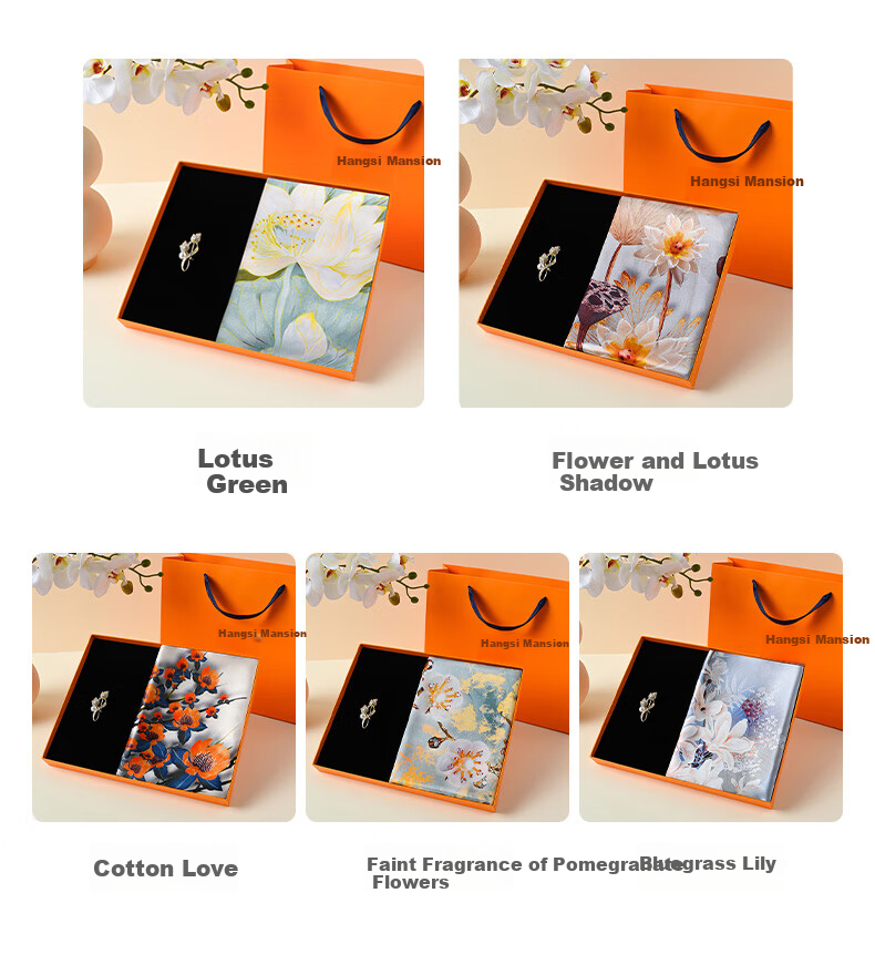 Hangsifu Silk Scarf, Shawl, Gift Box Set, Practical Birthday Present for Mom, Mid-Autumn Festival Gift 5