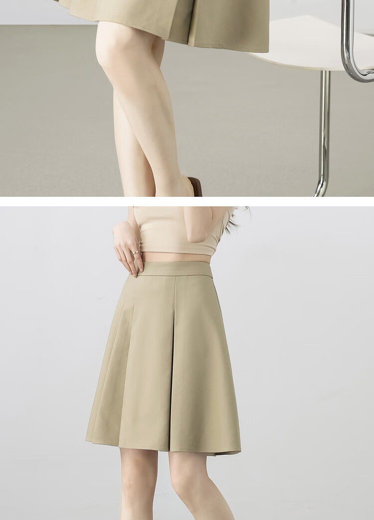 Sentubila Office Commute A-Line Skirt for Women, Spring And Autumn Women's Clothing, Gray Pleated Skirt, Petite Versatile Slimming Short Skirt 15