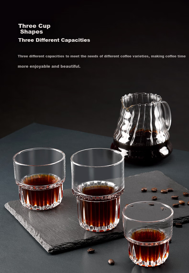 Circle Joy Glass Coffee Retro Vertical Striped Ice Americano Ice Coffee Pot Latte Cup Italian Espresso Cup, Set of 2 7