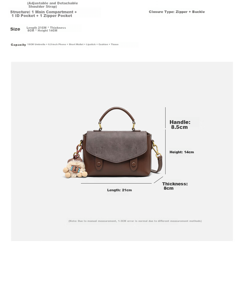 Viney Leather Handbag, Women's Fashion Crossbody Cambridge Bag, Light Shoulder Bag, Practical Birthday And Mother's Day Gift for Mom 6