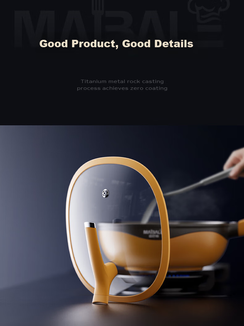 Maibale [Douyin Trend] Titanium-Infused Non-Stick Wok, Versatile Frying Pan for Home Cooking, Durable 32cm 18