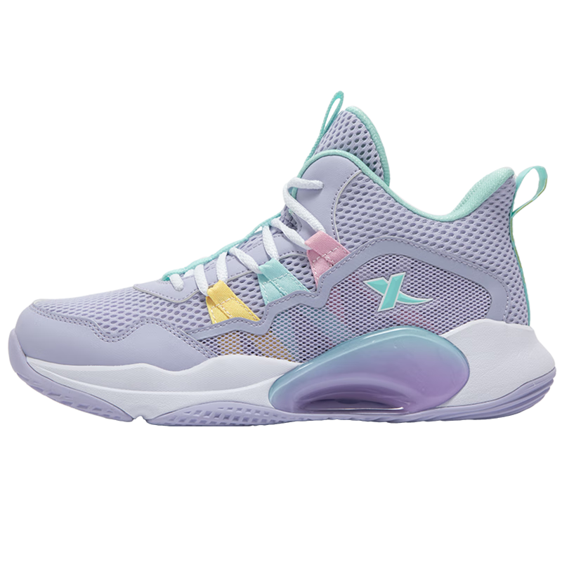 XTEP [Zhanmou] Stable Protection, Practical Mesh, Shock-Absorbing Lace-Up Breathable Basketball Shoes, Snow Purple, Size 39