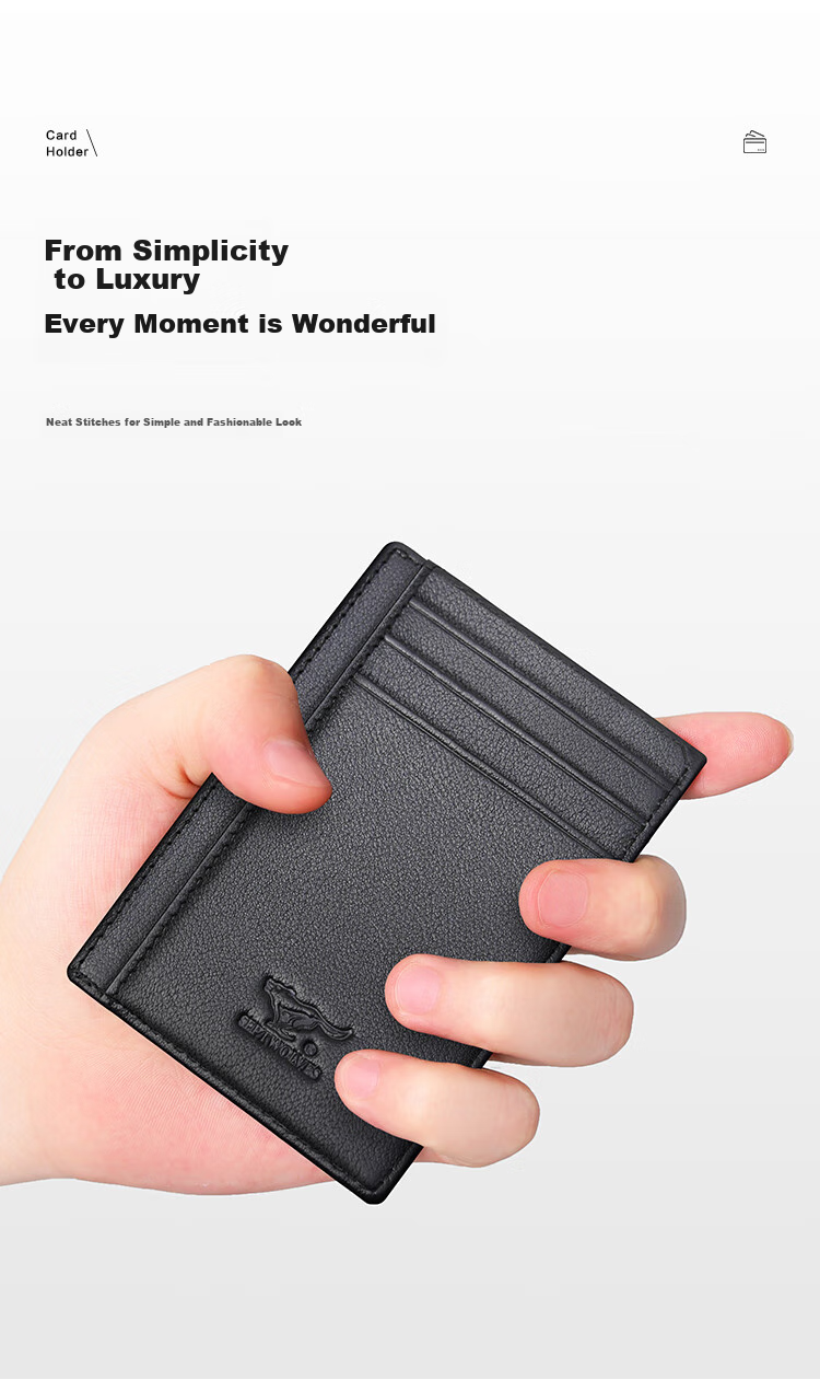 SEPTWOLVES Card Holder Wallet Genuine Leather Driver's License Holder Card Case Business Card Holder Ultra-Thin Portable Storage Pouch for Me 2