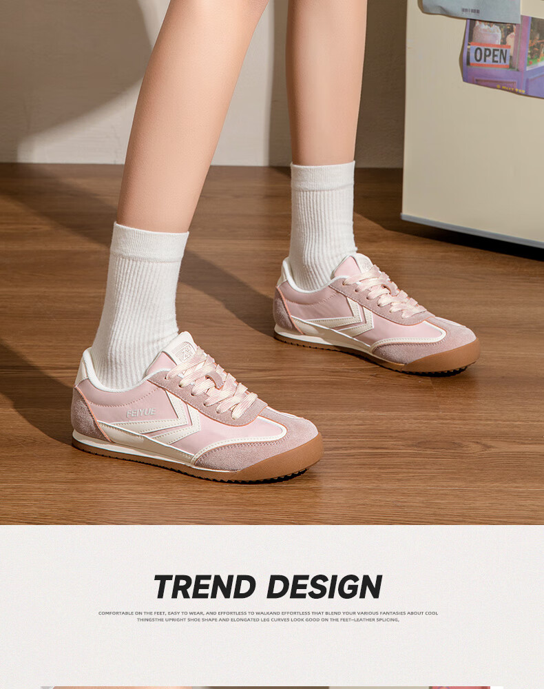 Feiyue Official Women's Sneakers 2026 Spring New Casual Breathable Shoes Pink Beige Size 38 12