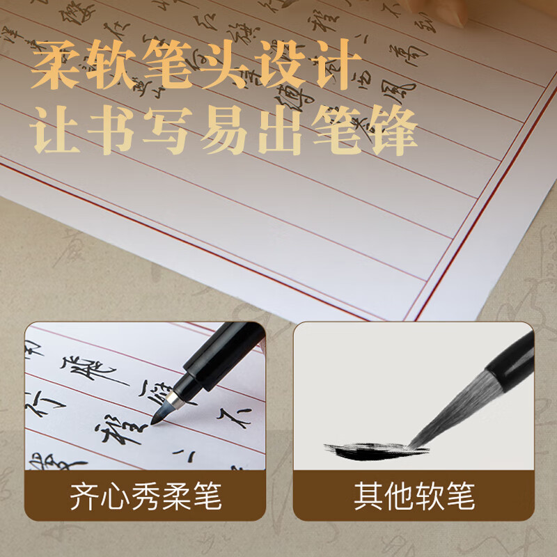 COMIX Fine Brush Pen Set for Calligraphy and Handwriting Practice, Small, Medium, Large, Extra Fine Soft Tips, Black, 4 Pieces EMB1020