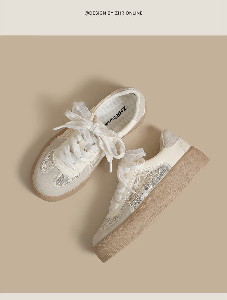 ZHR Women's Training Shoes 2026 New Summer Lace Mesh Breathable Platform Sneakers KS78E Beige Size 40 18
