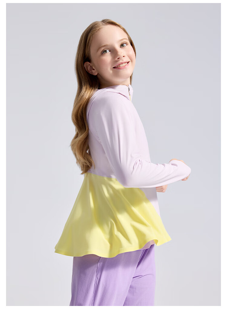 Moodytiger Children's Ice Silk Shirt, Summer Boys' Sun Protection Clothing, Cool Breathable Thin Style, Girls' Sun Protection Shirt, Color-Block Mosquito-Proof Skin Coat 26