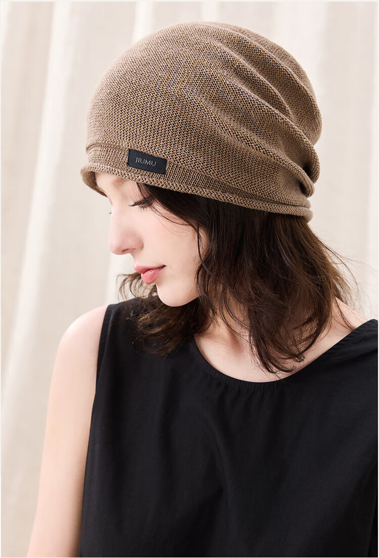 JIUMU Linen Hat Unisex Headwrap Cold Weather Thin Summer Knit Beanie Warm Air Conditioning Cap Maternity Sleep Cap 19