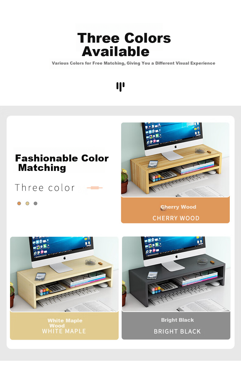 Shuranjia Computer Monitor Riser Stand, Desktop Organizer Shelf, Multifunctional Walnut Color, 02-6 5
