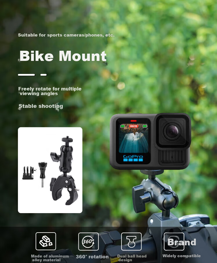 Earlymen Metal O-Ring Mount for Action Cameras, Compatible with DJI Action 5 Pro/Insta360 Ace Pro 2/Go 3s/Gopro 13 And Other Universal Cycling Mounts And Motorcycle Mounts 1